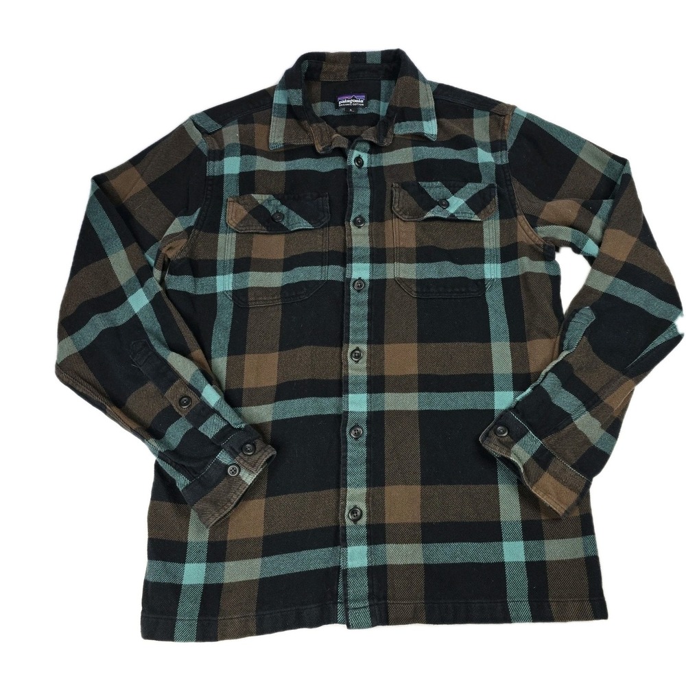 Patagonia Men's Small Organic Midweight Fjord Flannel Multi Colored Plaid Shirt